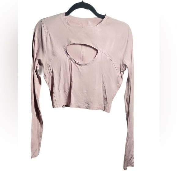 Lululemon Better Best stretch keyhole yoga athletic Long Sleeve Porcelain Pink 6 - Picture 2 of 3